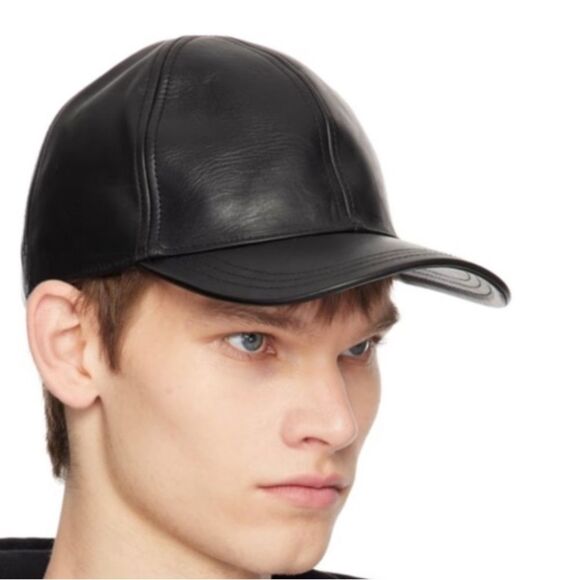 Jil Sander men’s Black Calfskin Cap, Black, Size Small, NWT - Picture 2 of 12